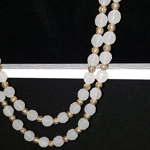 🌟bogo free - Gold & white double strand necklace